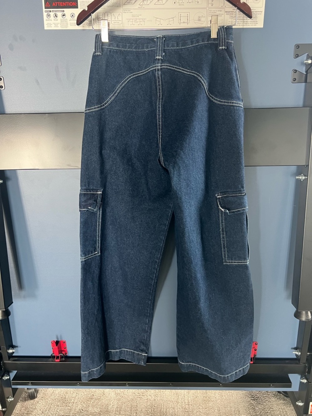 J. Galt Wide-Leg Cargo Jeans for Women in Dark Blue Small Like New - Picture 6 of 11